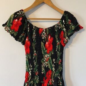 Vintage Style & Co. Black and Red Floral Maxi Dress